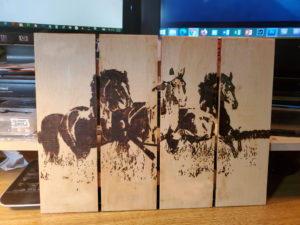 Wild Horses – 12×16 Pyrography